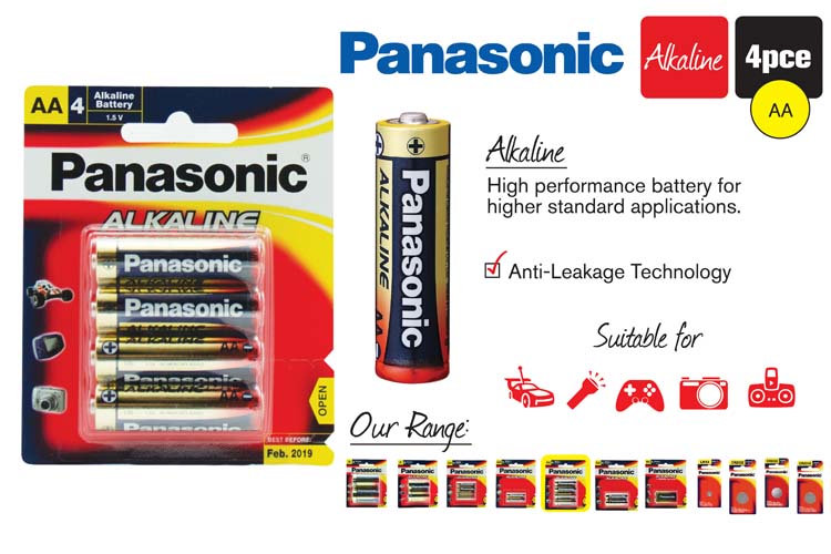 Panasonic Alkaline Battery "AA" 4 Pack